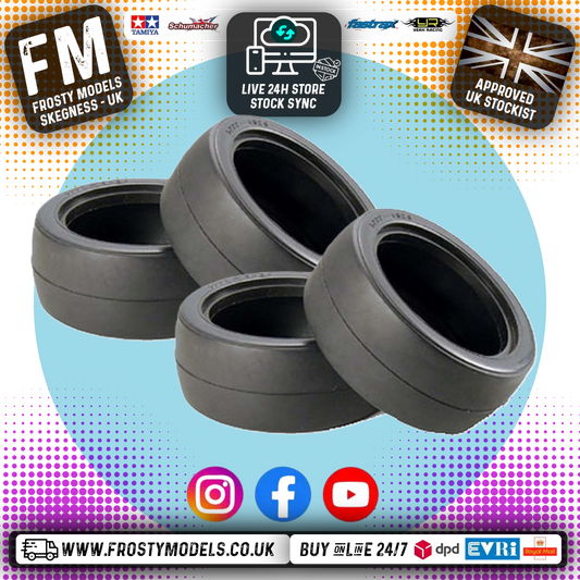 TAMIYA - 50454 2X PACKS (4PCS PACK) 1/10 RC CAR RACING SLICK TIRES/TYRES 26MM WIDE (2PCS)