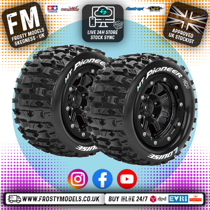 LOUISE RC - MT-PIONEER T-MAXX SOFT 1/2" OFFSET HEX 17MM BLACK (2pcs) - Monster Truck Tyres & Wheels Pre Glued - L-T3329SB