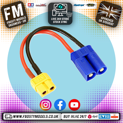 ETRONIX - FEMALE (Charger/ESC) XT60 TO MALE EC5 PLUG (Battery) CONNECTOR ADAPTOR Charging Lead - ET0842EC5