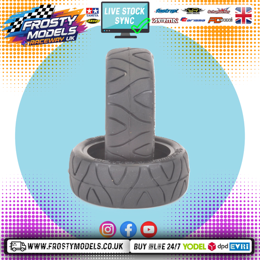 SCHUMACHER - 1/10 CAR SST Carpet Dragons Tires/Tyres 25mm wide  - Yellow (2pc) U6690