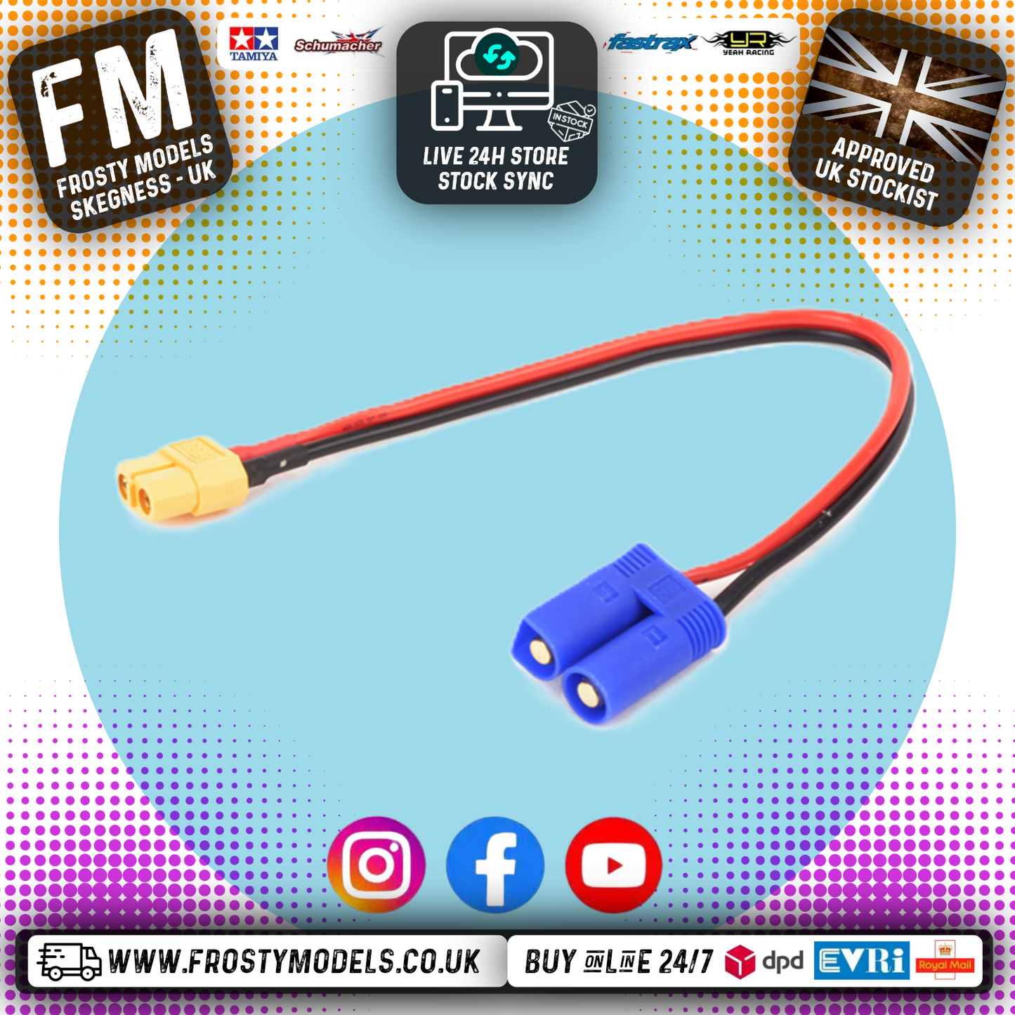 SKY RC - (Charger/ESC Output Converter XT60) XT60 Female To EC5 Male Output Charging Lead Adaptor - SK-600023-16