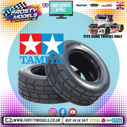 TAMIYA 51589 - TT01E 1/14 RC RACING EURO TRUCK TYRES / TIRES (2Pcs CARPET & TARMAC)