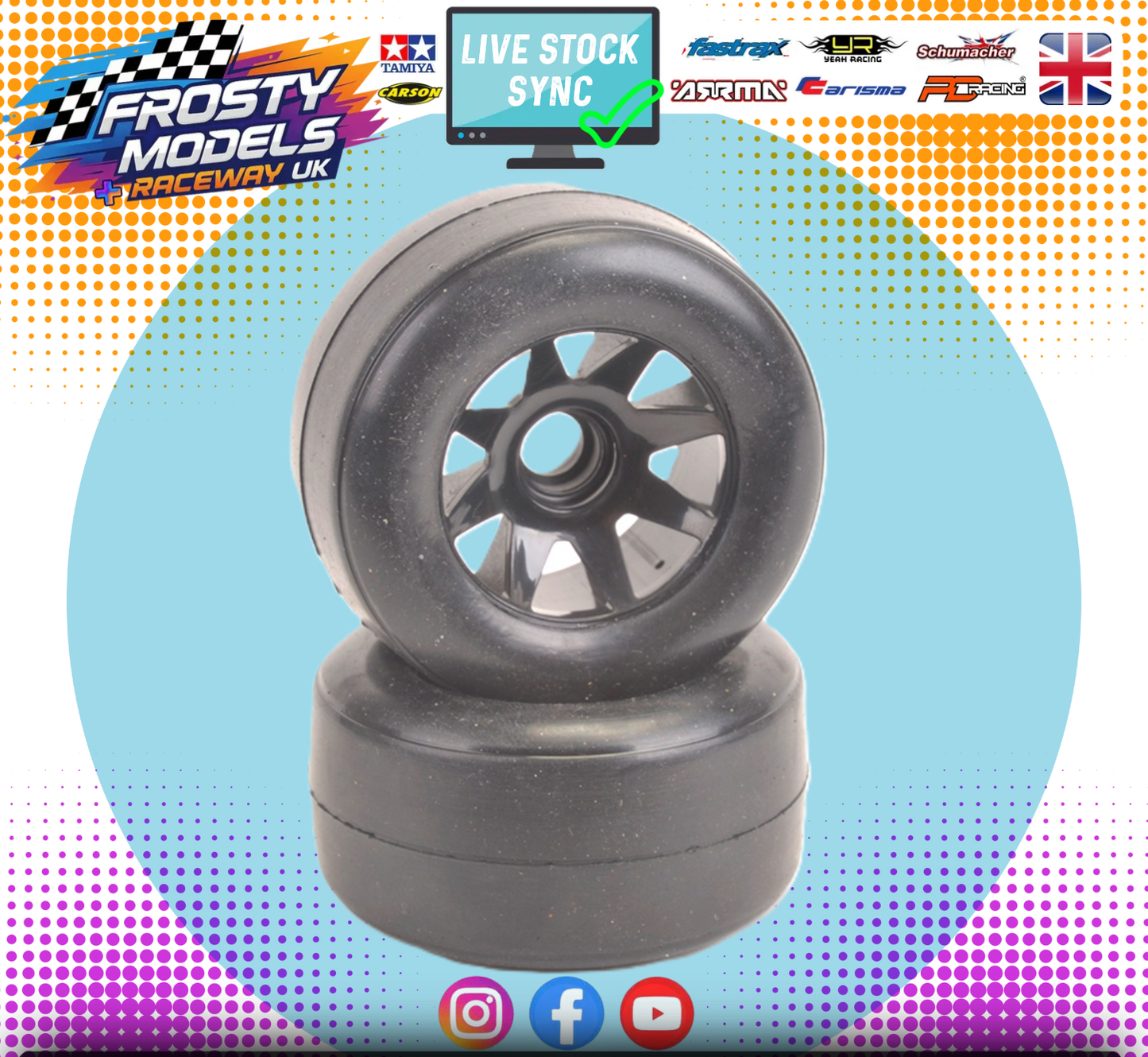 Shimizu - 1/10 RC F1 Front Rubber Wheels & Tyres (Tires) Soft - Pre-Glued V2 - (2pcs)  XG-571C