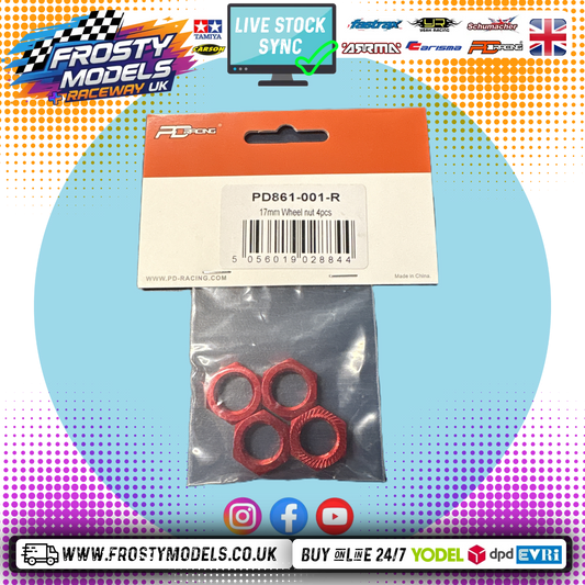 PD RACING SPARES - 1/10TH TK10 & TR10 - 17mm Wheel Nuts 4pcs - PD861-001-R