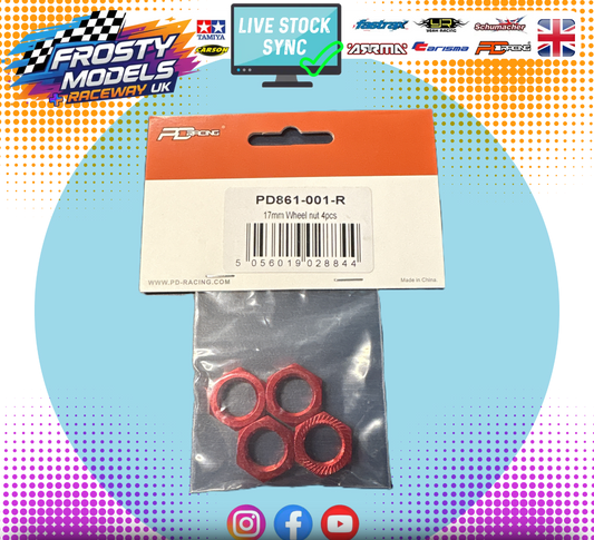 PD RACING SPARES - 1/10TH TK10 & TR10 - 17mm Wheel Nuts 4pcs - PD861-001-R