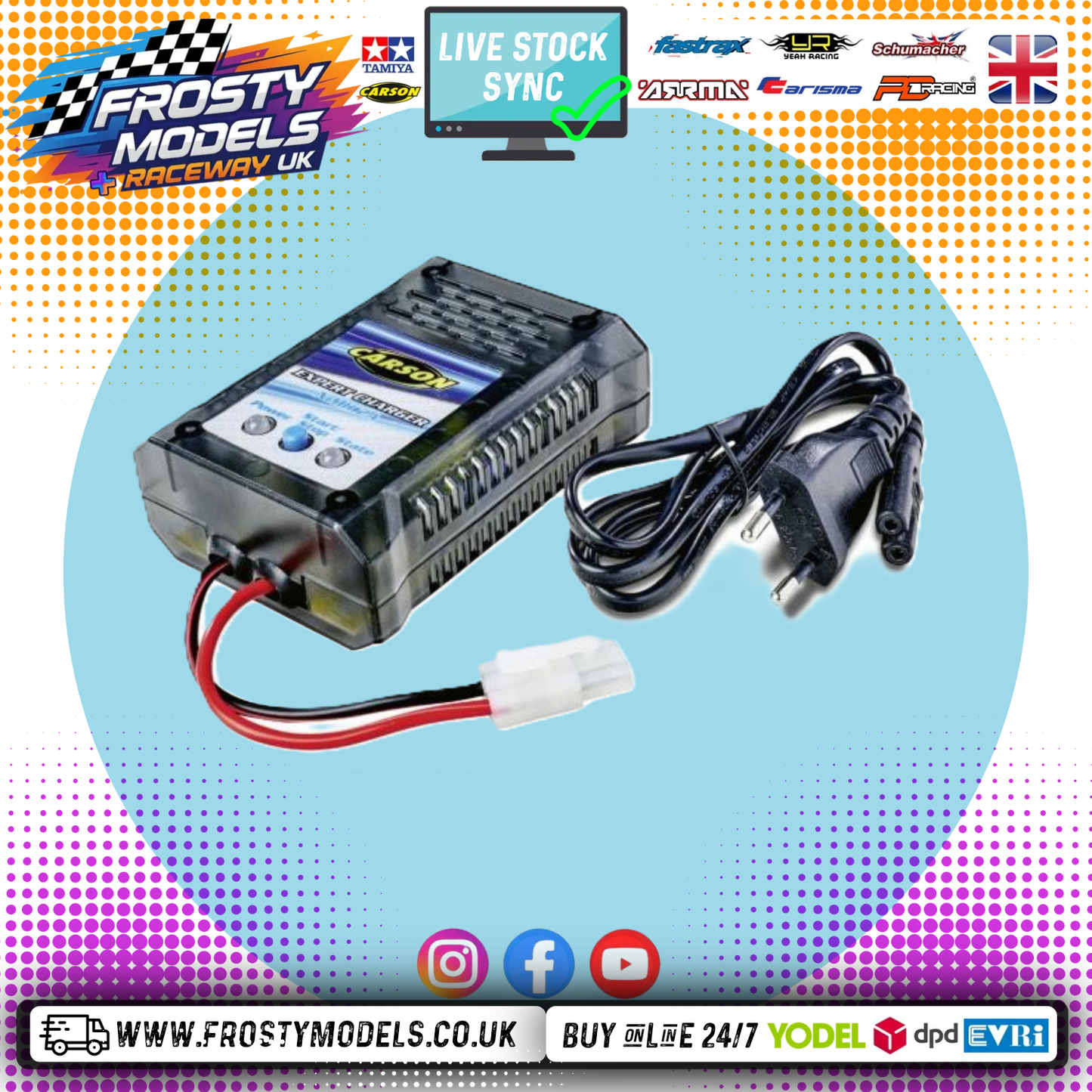 Carson - Expert Battery Charger for Tamiya Plug NiMH Batteries 2Amp (2pin - Need UK 3-pin converter) C606099