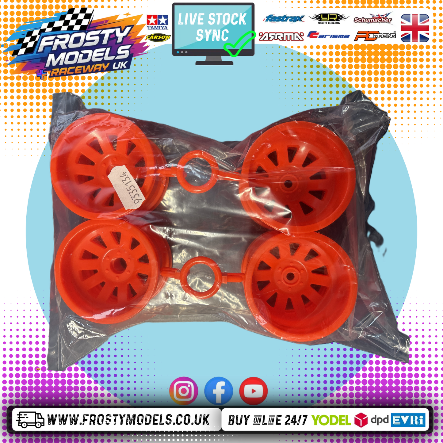 Tamiya 9335134 - RC WHEEL BAG: 58122 For Blitzer Beetle (4pcs - Front & Rear - Orange_