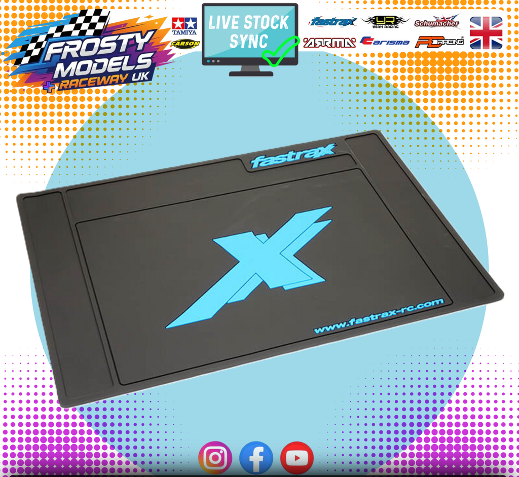 Used - FASTRAX - MEDIUM RC CAR/BUGGY 1/12 to 1/10 RUBBER PIT MAT - BLUE/BLACK 62CM X 42CM - FAST413M-BK