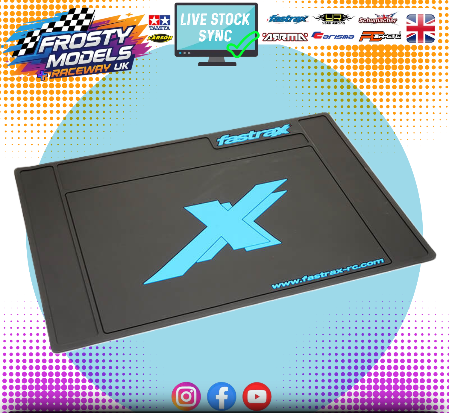 Used - FASTRAX - MEDIUM RC CAR/BUGGY 1/12 to 1/10 RUBBER PIT MAT - BLUE/BLACK 62CM X 42CM - FAST413M-BK