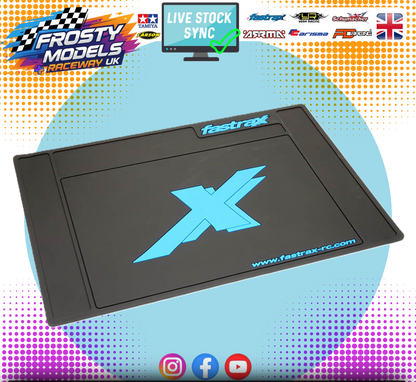 Used - FASTRAX - MEDIUM RC CAR/BUGGY 1/12 to 1/10 RUBBER PIT MAT - BLUE/BLACK 62CM X 42CM - FAST413M-BK