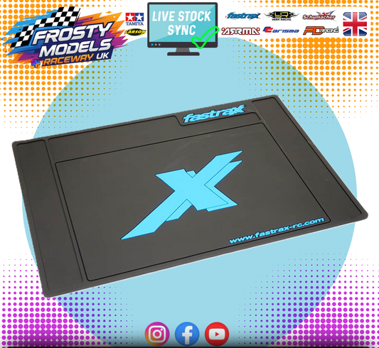 Used - FASTRAX - MEDIUM RC CAR/BUGGY 1/12 to 1/10 RUBBER PIT MAT - BLUE/BLACK 62CM X 42CM - FAST413M-BK
