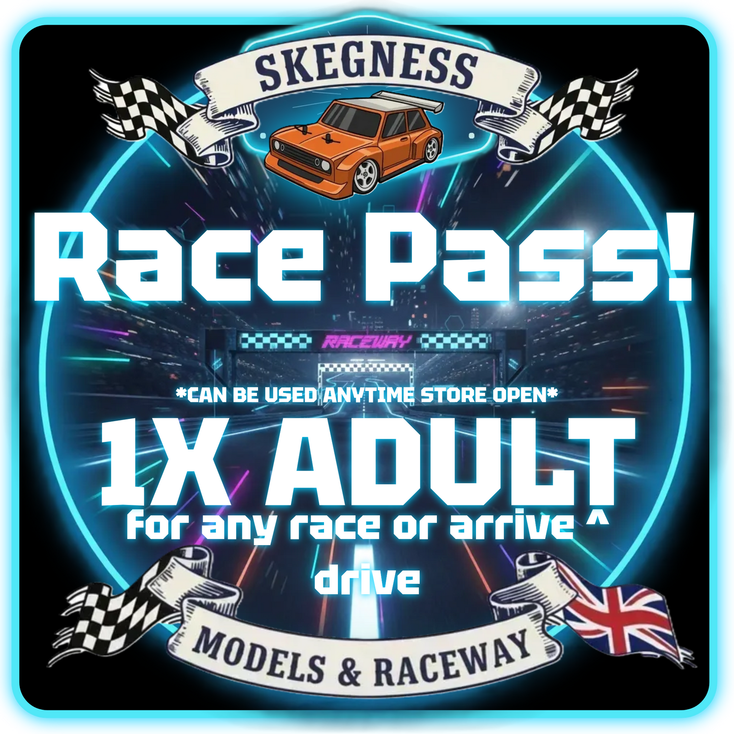 RACE PASS - ADULT (OWN VEHICLES) (Anyday Arrive & Drive or Racing) 1-DAY ONLY