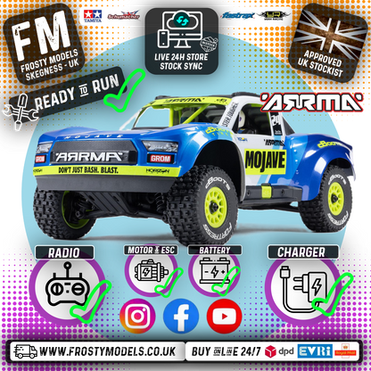 ARRMA - 1/16 MOJAVE GROM MEGA 4X4 RC DT RTR w/ Battery & Charger (Blue) - C-ARA2104T2