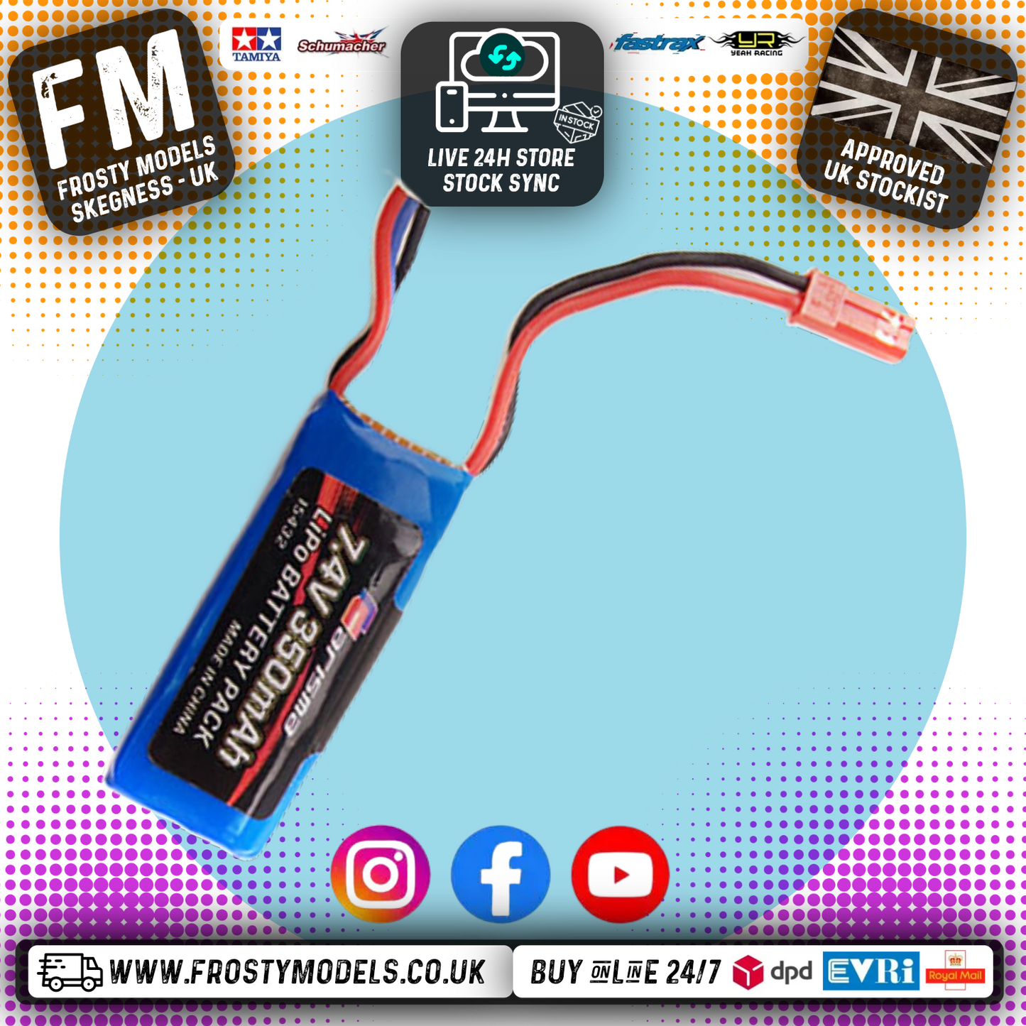 CARISMA - GT24B 350MAH 2S 7.4V LIPO BATTERY - CA15432