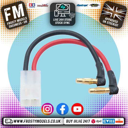 LRP - RC LIPO H/C BATTERY LEAD 4MM MALE BULLETS TO FEMALE Tamiya Plug - LRP65838