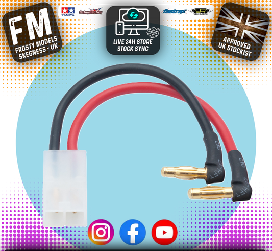 LRP - RC LIPO H/C BATTERY LEAD 4MM MALE BULLETS TO FEMALE Tamiya Plug - LRP65838