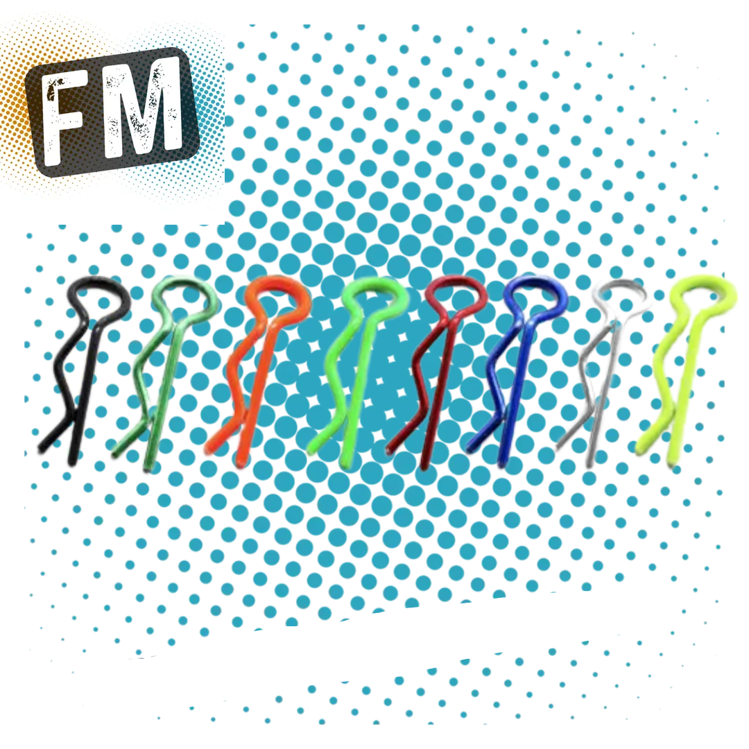 FASTRAX - 1/10 RC CAR/TRUCK/BUGGY - SMALL BODY CLIPS - (8PCS) ALL COLOURS - MULTI LISTING