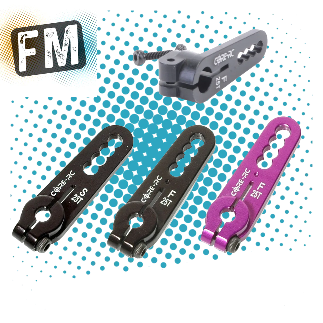 CORE RC ALLOY 1/10 STANDARD SIZE SERVO ARMS - BLACK/PURPLE - OFFSET/STANDARD - MULTI LISTING