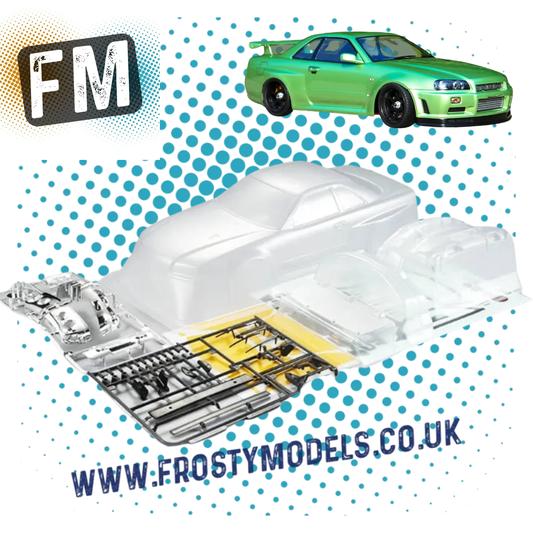 KILLERBODY - 1/10 RC CAR BODY SHELL - NISSAN SKYLINE R34 195MM CLEAR HIGH DETAIL - KB48626