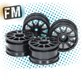 TAMIYA 51665 TT01E RC 1/14 EURO TRUCK WHEELS (BLACK) (4PCS) (or M-Chassis Mini)