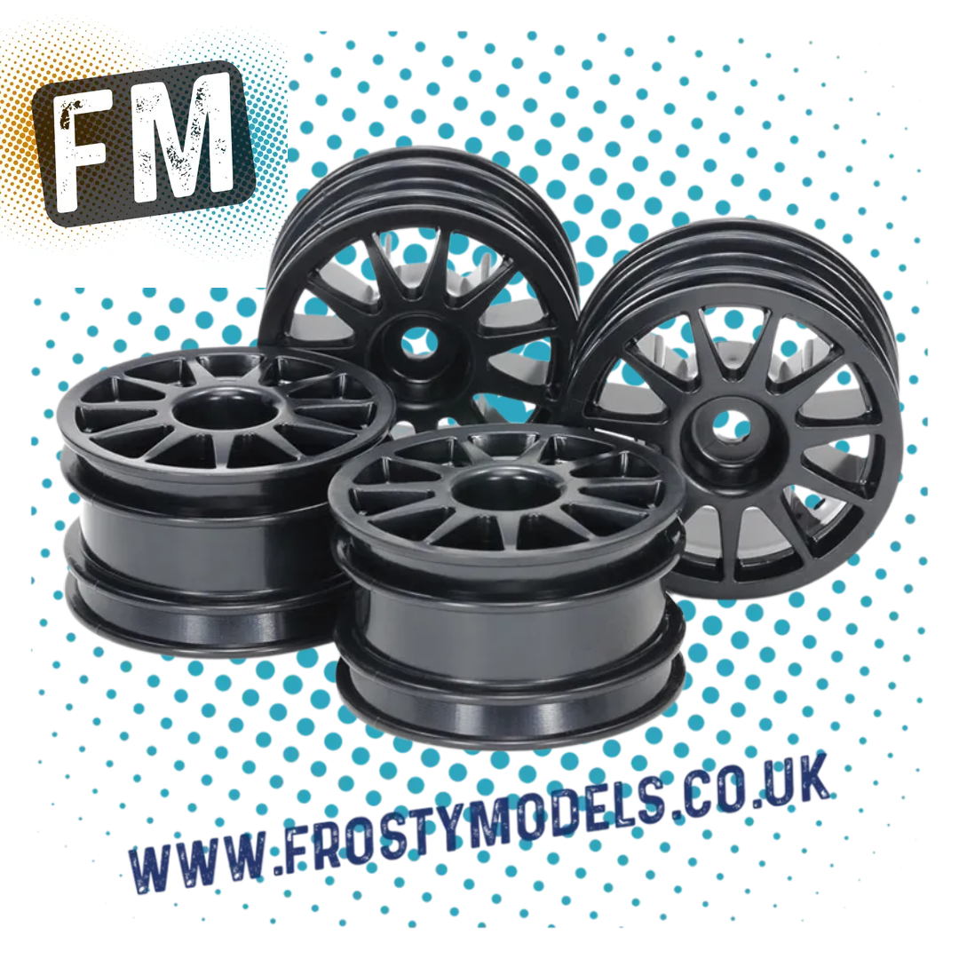 TAMIYA 51665 TT01E RC 1/14 EURO TRUCK WHEELS (BLACK) (4PCS) (or M-Chassis Mini)