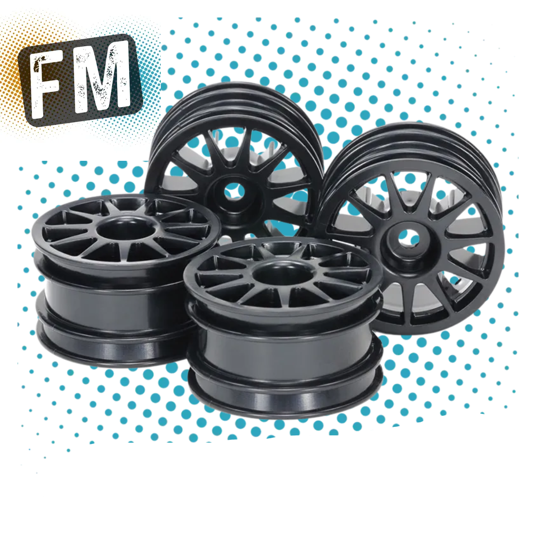 TAMIYA 51665 TT01E RC 1/14 EURO TRUCK WHEELS (BLACK) (4PCS) (or M-Chassis Mini)
