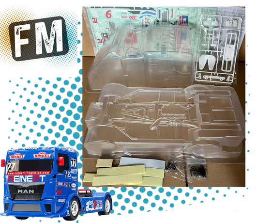 TAMIYA - MAN TGS CLEAR BODY SHELL SET 1/14 - (w/ H PARTS & STICKERS, BUMPERS, MANUAL & FIXINGS)