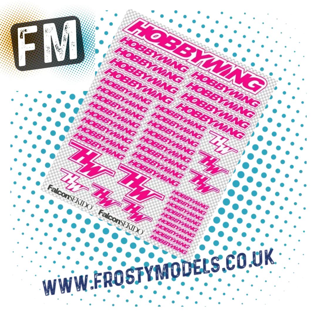 HOBBYWING PINK/WHITE BODY DECAL SHEET 3"x5" - HWD0001P/W