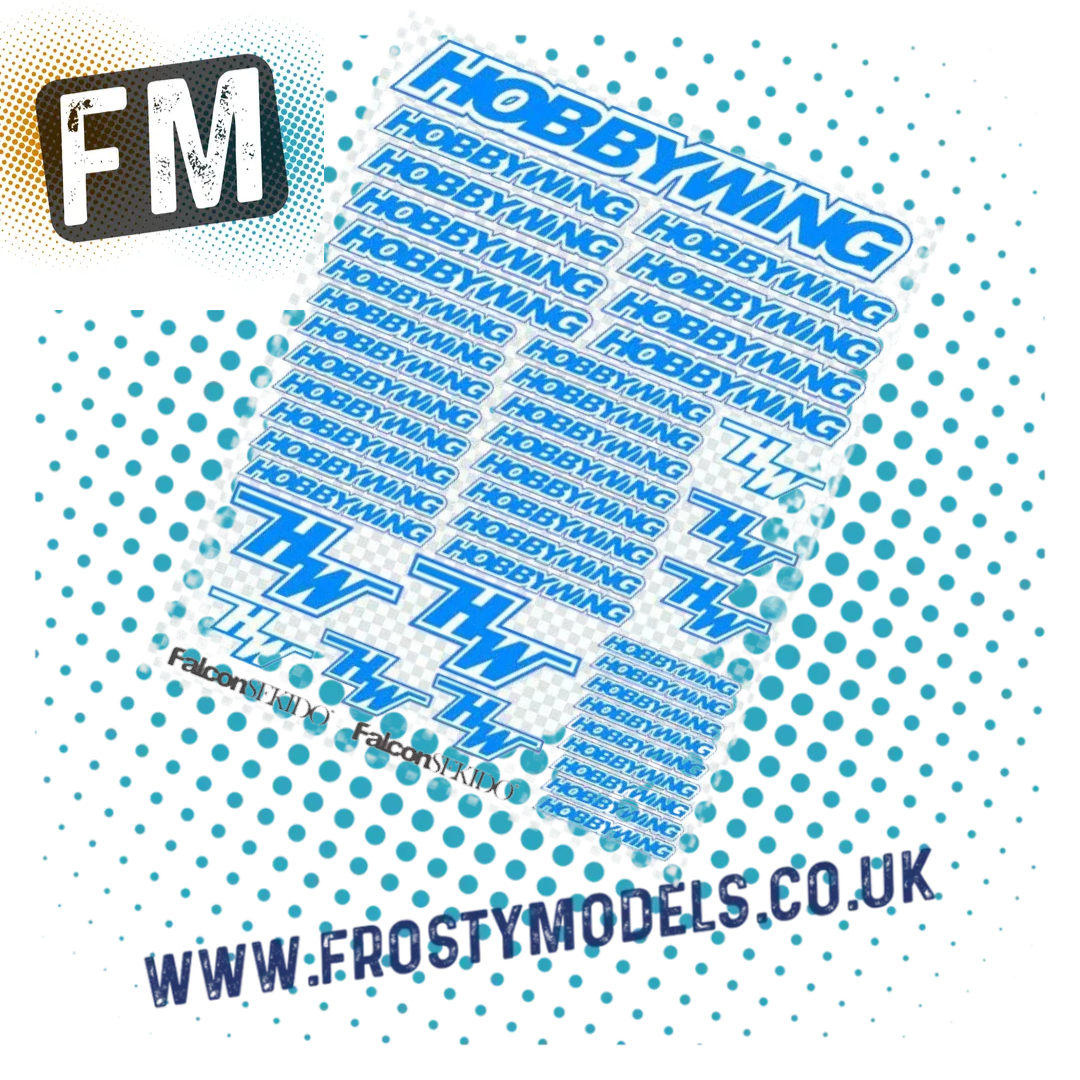 HOBBYWING BLUE/WHITE BODY DECAL SHEET 3"x5" - HWD0001BW