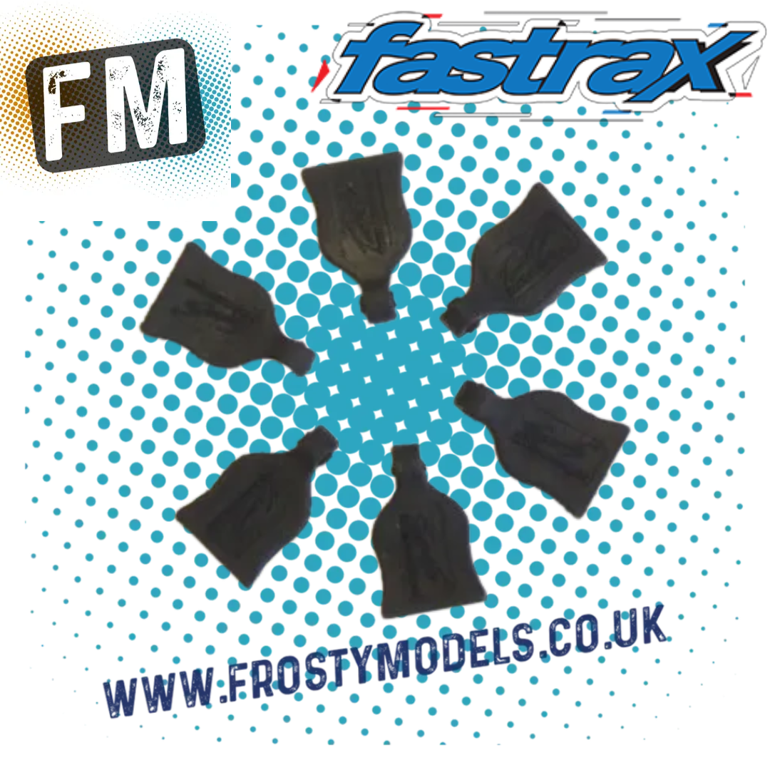 FASTRAX 1/10 EASY PULL BODY PIN/CLIP RUBBER BIG PULL TABS (6) (PERFECT FOR EURO TRUCK BODIES) FAST206-1 (including 6 silver clips)