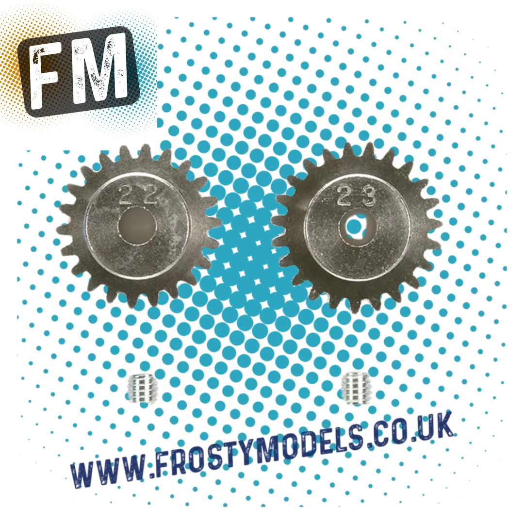 TAMIYA 50357- RC 22T & 23T ALUMINIUM AV 0.6 MOD PINION GEAR SET - FITS TT01E/TT02
