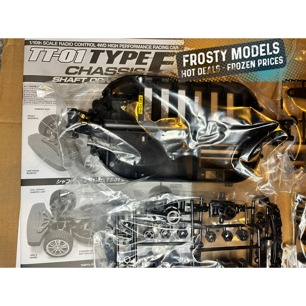 TAMIYA - TT01E ROLLING COMPLETE CHASSIS Car / Euro Truck KIT  - NO ELECTRICS, No Body, No Wheels or Tyres - As in photo)