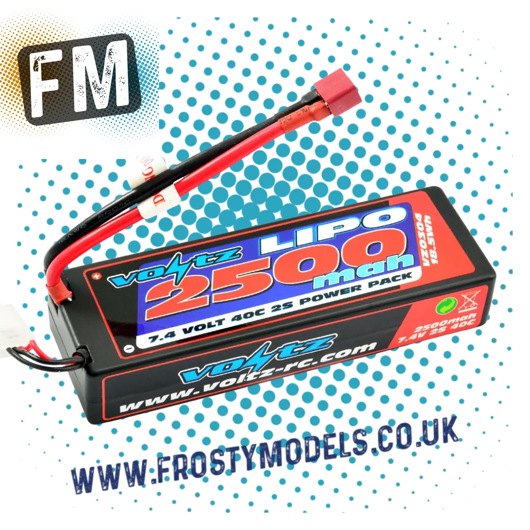 VOLTZ - RC CAR LIPO BATTERY 2500MAH 2S 7.4V 40C HARDCASE STICK PACK W/DEANS VZ0304