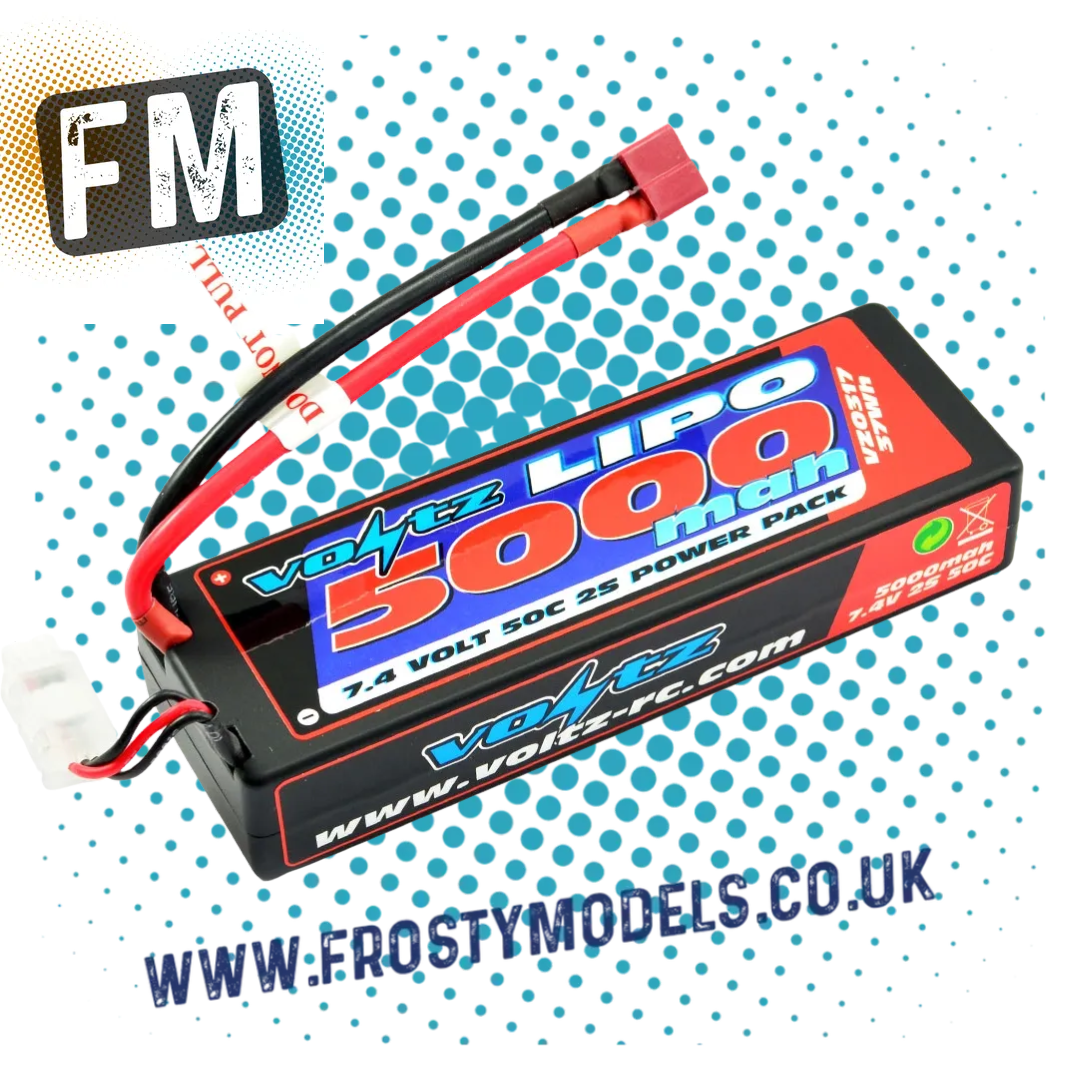 VOLTZ - RC CAR LIPO BATTERY 5000MAH 2S 7.4V 50C HARDCASE STICK PACK - DEANS - VZ0317