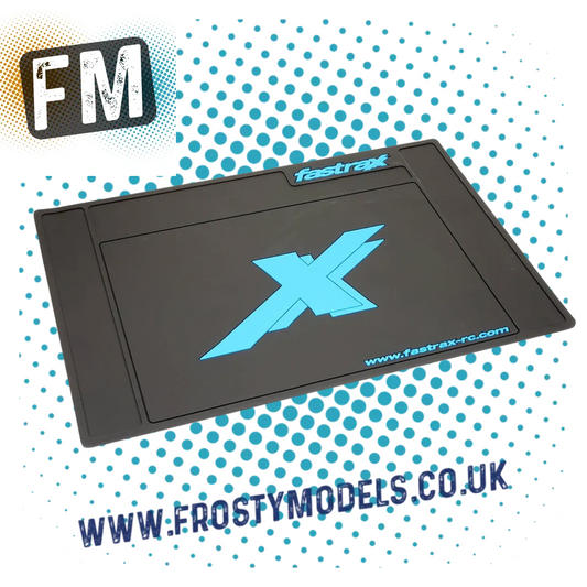 FASTRAX - MEDIUM RC CAR/BUGGY 1/12-1/10 RUBBER PIT MAT - BLUE/BLACK 62CM X 42CM - FAST413M-BK