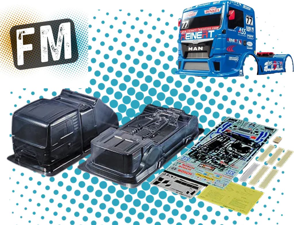 TAMIYA - MAN TGS CLEAR BODY SHELL SET 1/14 - (w/ H PARTS & STICKERS, BUMPERS, MANUAL & FIXINGS)