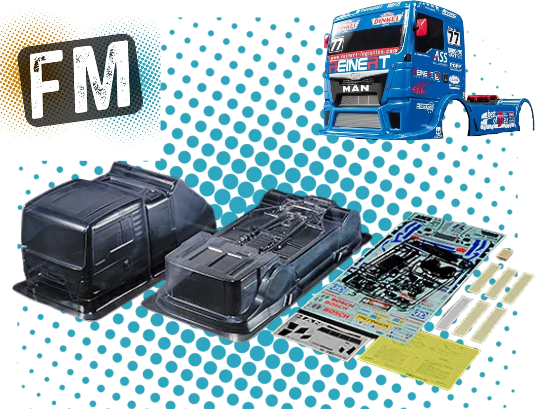 TAMIYA - MAN TGS CLEAR BODY SHELL SET 1/14 - (w/ H PARTS & STICKERS, BUMPERS, MANUAL & FIXINGS)