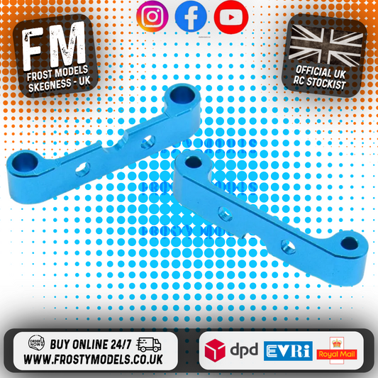 RC OVERHAUL - Fits Tamiya TT01E ALLOY F&R UPPER SUSPENSION MOUNTS (BLUE) - G-RCO-TAM02 (FITS EURO TRUCK)