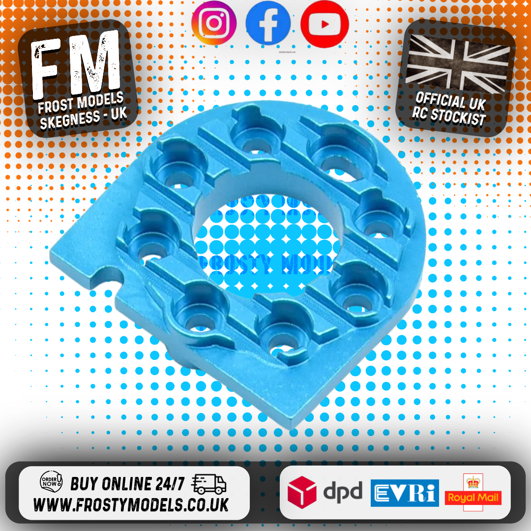 RC OVERHAUL - Fits TAMIYA TT01E ALLOY MOTOR MOUNT (BLUE) - G-RCO-TAM04BL (FITS EURO TRUCK)