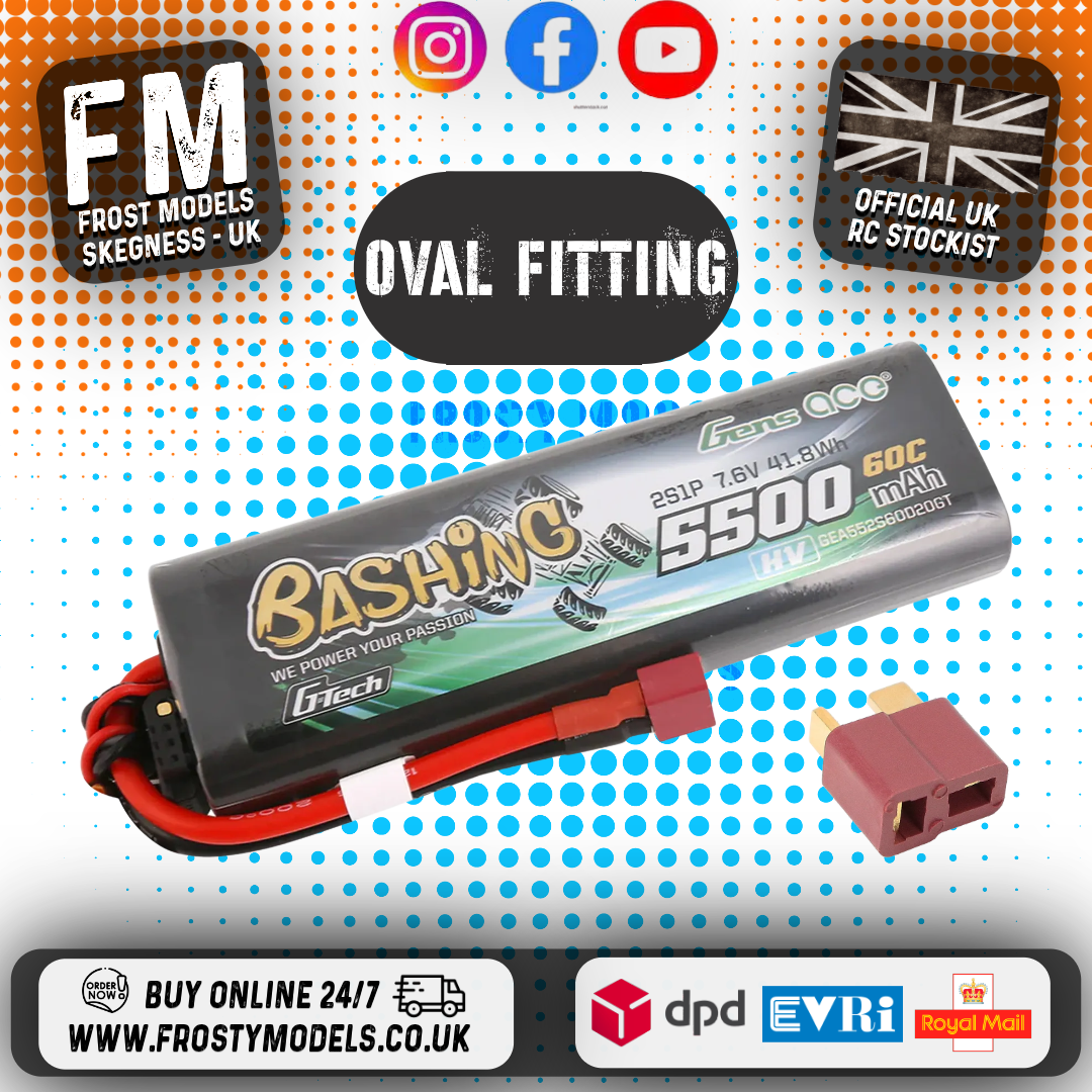 GENS ACE - G-TECH LIPO RC BATTERY Round Case 2S 7.4v 5500mAh 60C DEAN T-PLUG (FITS TAMIYA TT01E)
