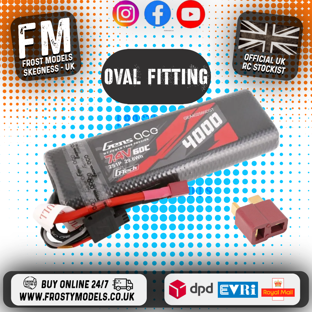 GENS ACE - G-TECH LIPO RC BATTERY Round Case 2S 7.4v 4000mAh 60C DEAN T-PLUG (FITS TAMIYA TT01E)