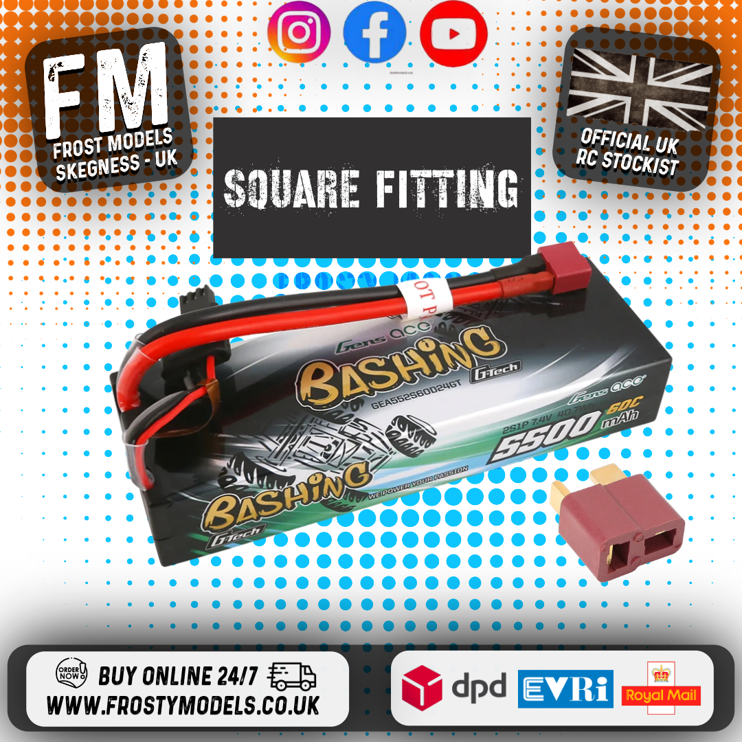GENS ACE - G-TECH LIPO RC BATTERY Square Case 2S 7.4v 5500mAh 60C DEAN T-PLUG