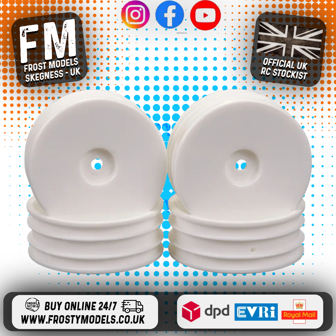REV-LITE - 1/10 RC CAR WHEELS - DISHED (4PCS) - WHITE - 20MM WIDTH 'SKINNY' - U3792