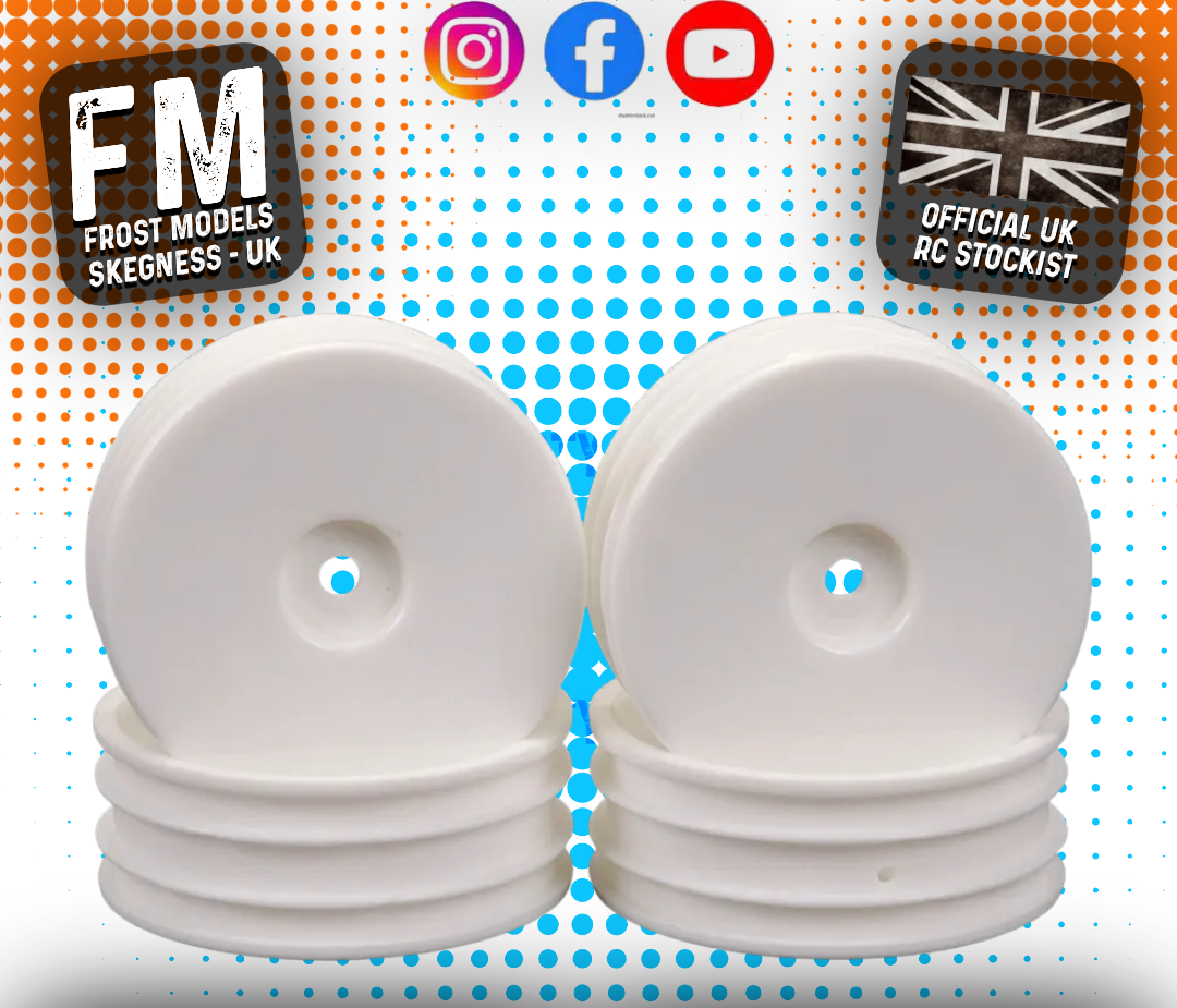 REV-LITE - 1/10 RC CAR WHEELS - DISHED (4PCS) - WHITE - 20MM WIDTH 'SKINNY' - U3792