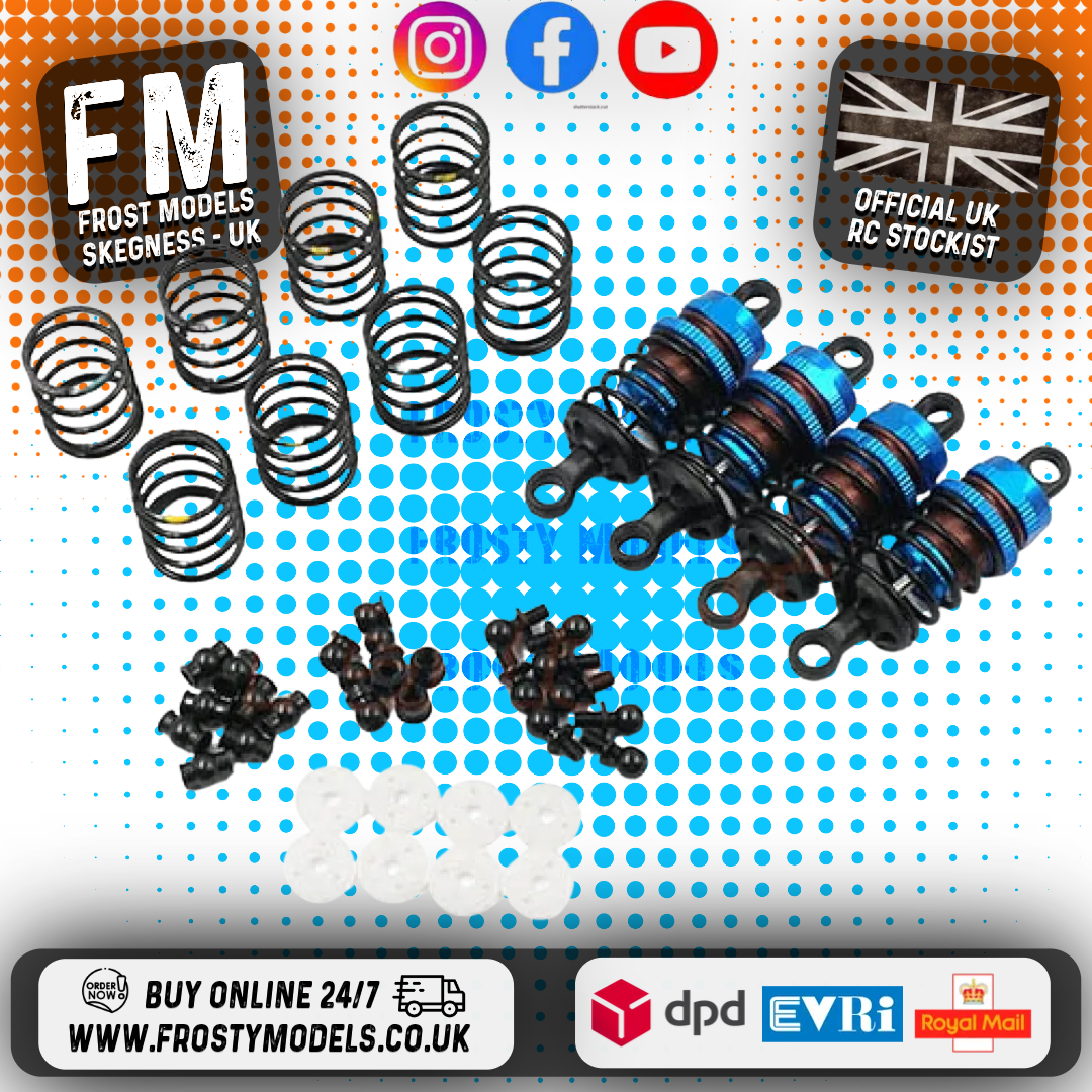 YEAH RACING - Alloy Big Bore 50mm Damper Shocks Set 4pcs (for TT01E Euro Truck & M-Chassis) BBG-0050BU