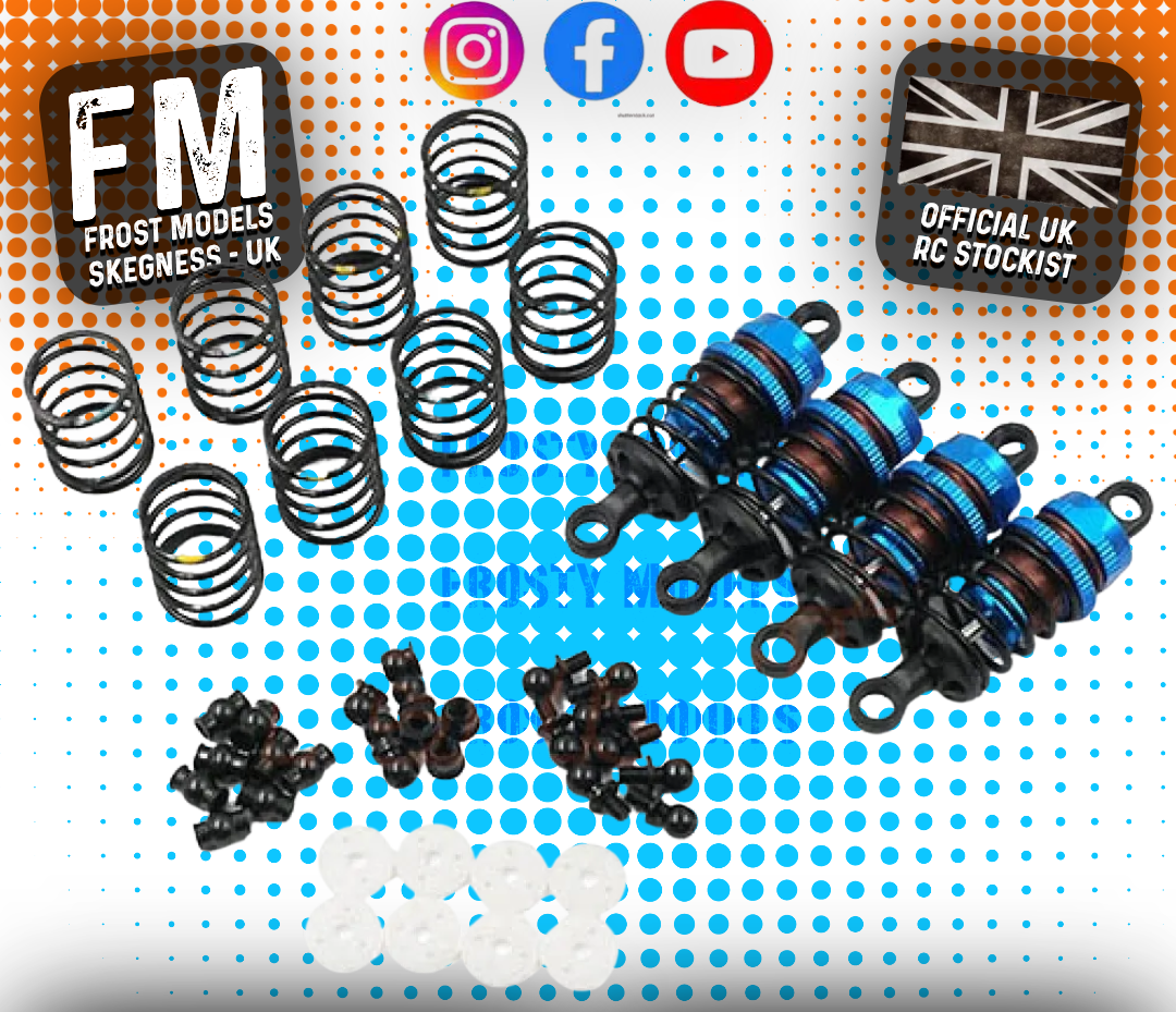 YEAH RACING - Alloy Big Bore 50mm Damper Shocks Set 4pcs BLUE (for TT01E Euro Truck & M-Chassis) BBG-0050BU