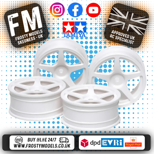TAMIYA - RC 1/10 TOURING CAR WHEELS - 5 SPOKE (WHITE) (4PCS / 0-OFFSET) - 53471