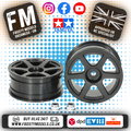 TAMIYA - RC 1/10 TOURING CAR WHEELS - 6 SPOKE (BLACK) (2PCS / +2 OFFSET) - 53453 (& 2X WHEEL NUTS)