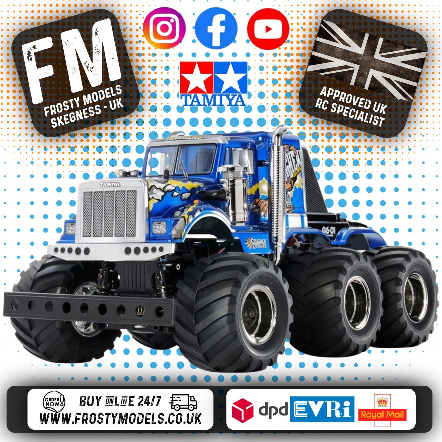 (Used Demo) TAMIYA 58646 - RC Truck 1/18 KONGHEAD 6X6 - (G6-01) With Radio, Hobbywing 1080 ESC, Core 21Motor and 2x Digi High Torque Steering Servos (4 wheel steer capable)