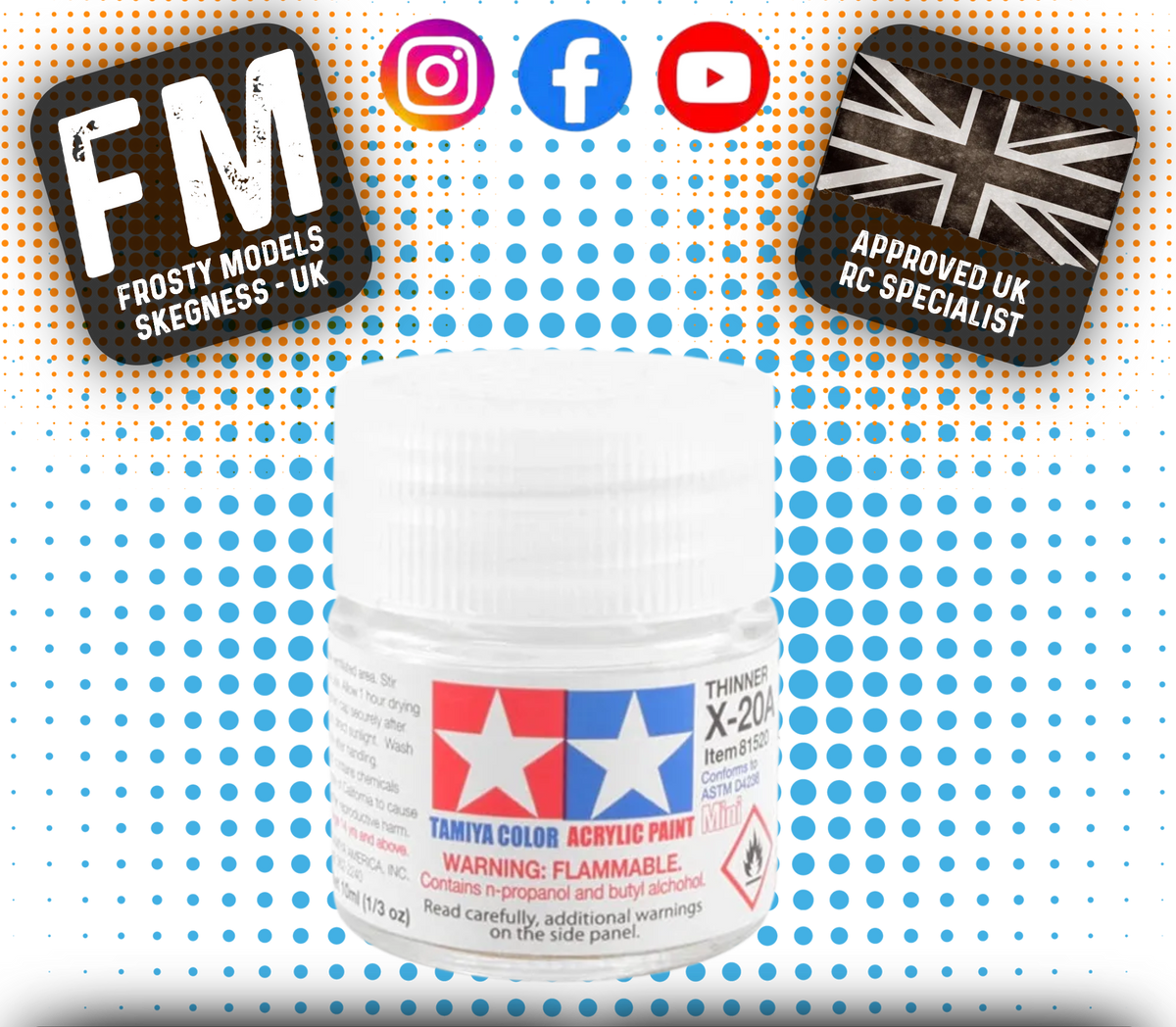 TAMIYA - Thinner / Cleaner for Acrylic Paint Blending 10ML (X-20A) - 81520